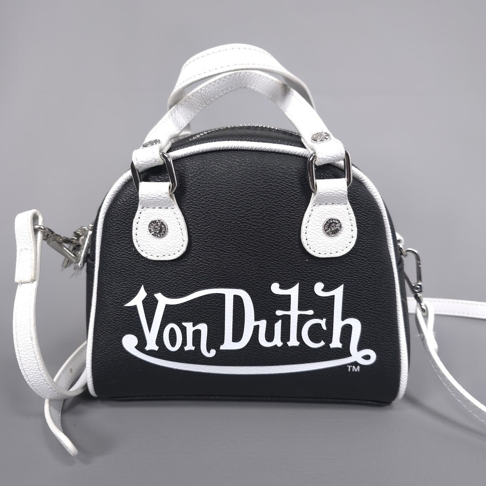 VON DUTCH New Classic 51 Black Bowling HandBag Vegan Leather Shoulder Strap